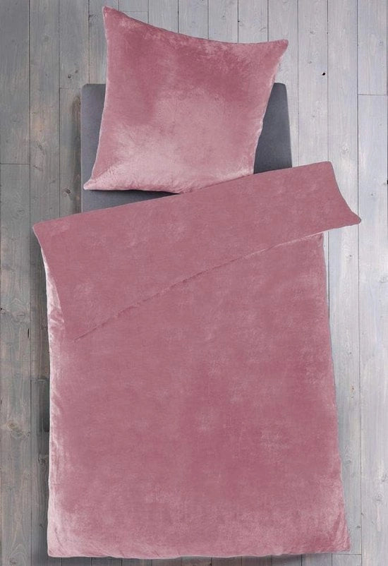 Piumino invernale reversibile, 135 x 200 cm, tocco di cashmere in velluto corallo in rosa, con copriletto 80 x 80 cm.