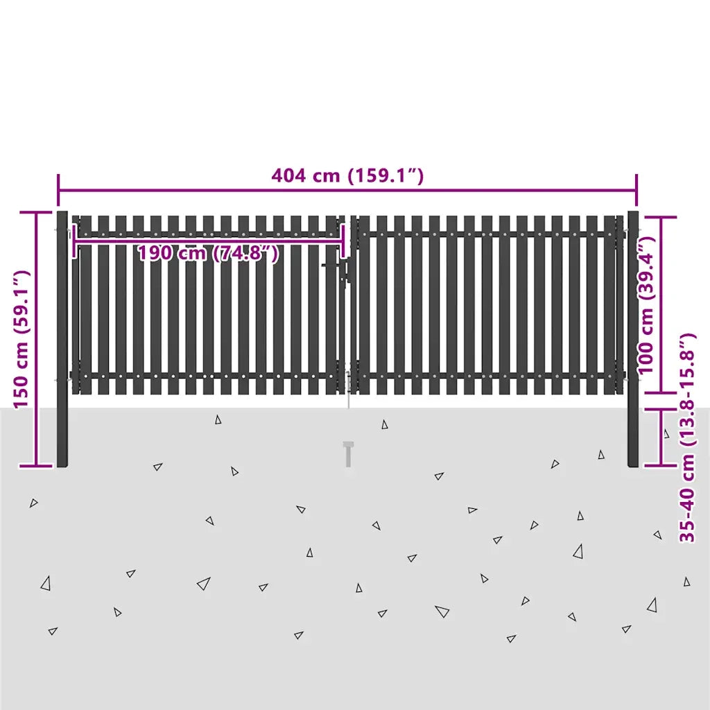 Cancello per Recinzione in Acciaio 4x1,5 m Antracite cod mxl 52642
