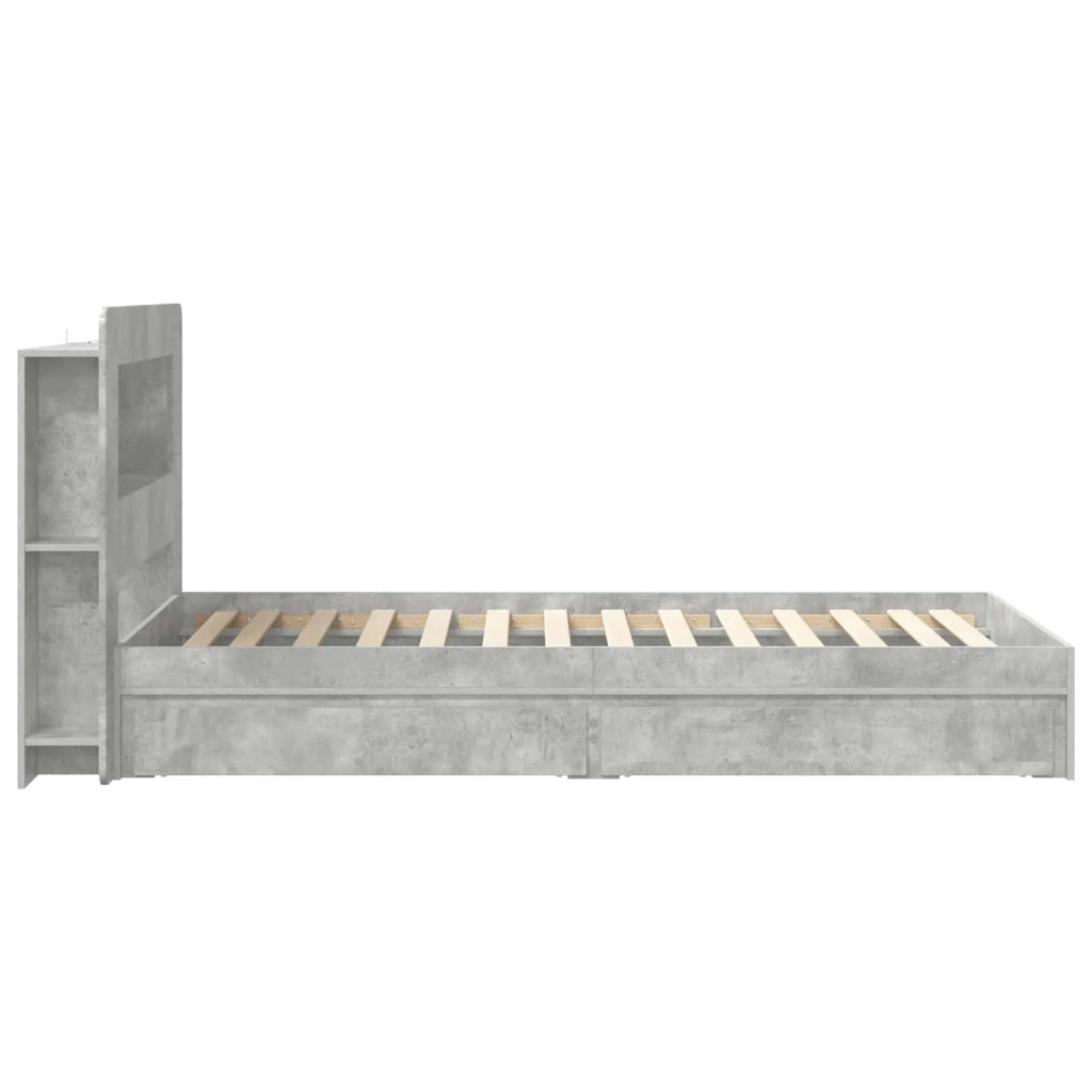 Telaio del letto con storage Grigio Cemento 90 x 190 cm