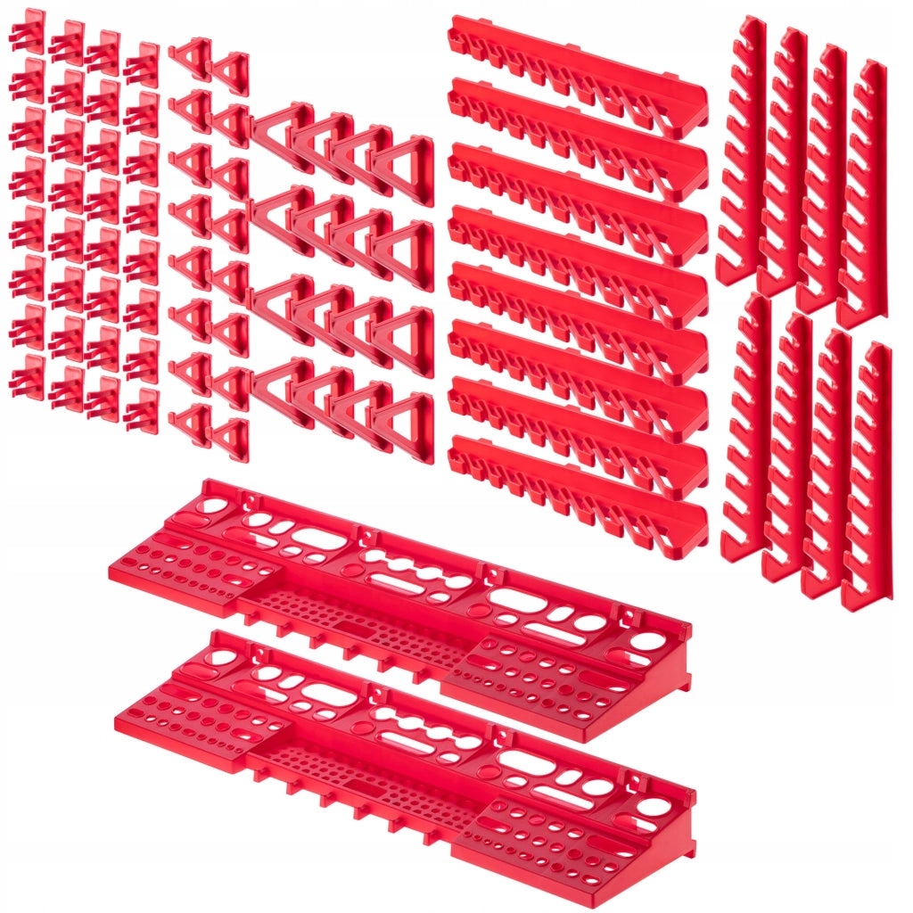 Pannello portautensili KADAX da parete per officina, 232x78 cm, 92 scomparti, 80 supporti, garage.