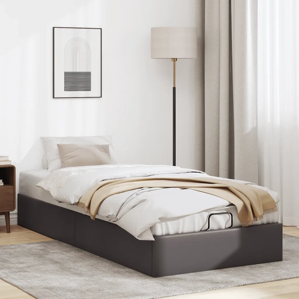 Struttura Letto Pouf senza Materasso Grigio 80x200cm Similpelle