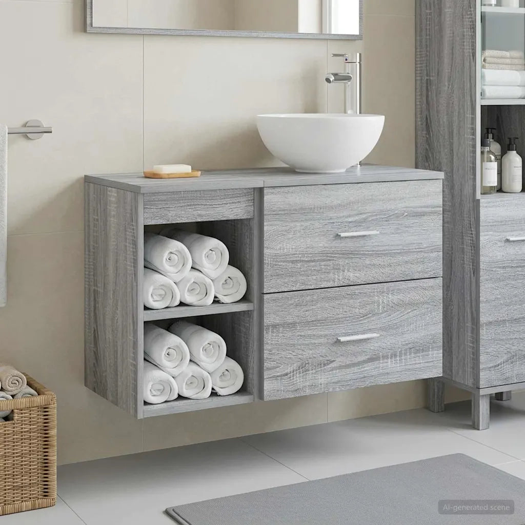 Set di mobili per il bagno 2 pcs Sonoma grigio 3403869