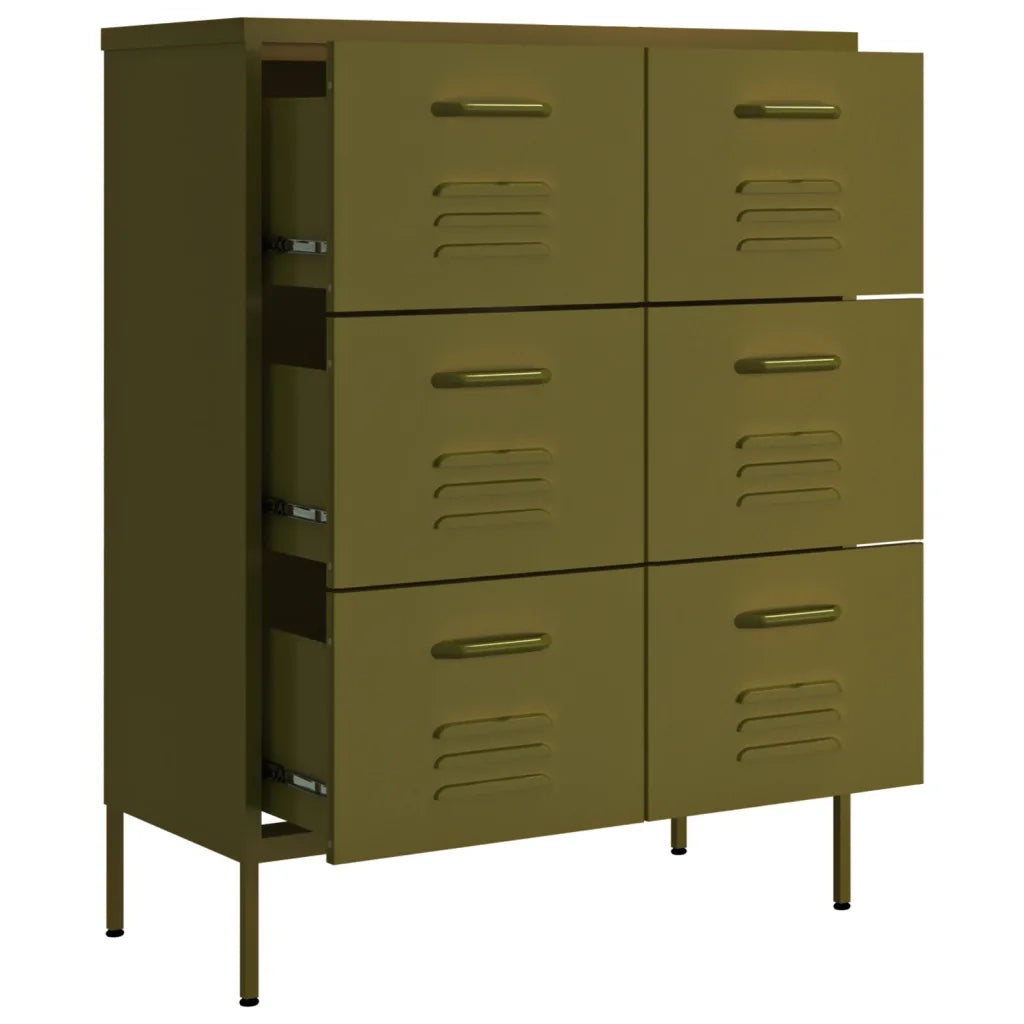 Cassettiera Verde Oliva 80x35x101,5 cm in Acciaio 336144