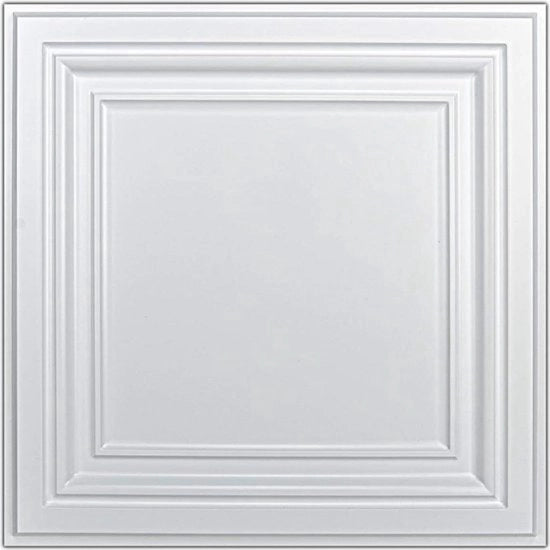 Decorative Drop Ceiling Tile PVC Ceiling Tiles 61x61cm Plastic Panel in White - Set of 12 - Large Ceiling Tile