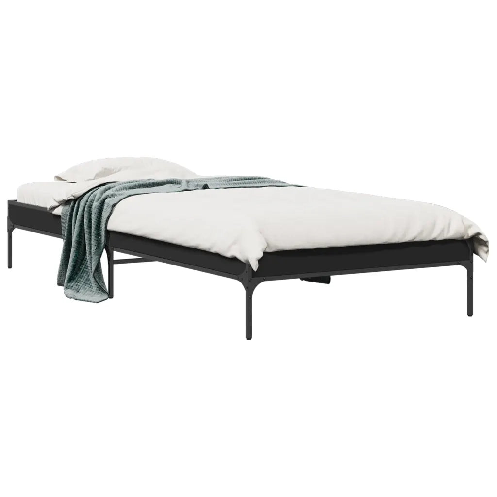 Giroletto-Struttura Letto Nero 100x200 cm in Legno Multistrato e Metallo 598653