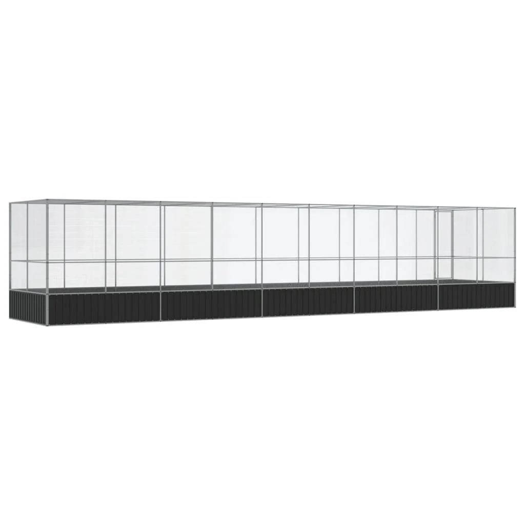 Voliera a gabbia con estensione in argento 1039 x 207 x 212 cm acciaio argento 02_0045643