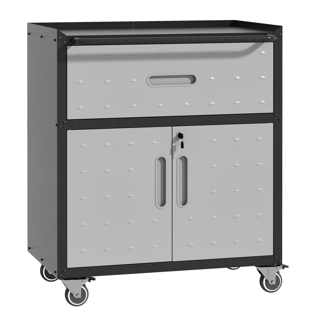 ARMADIO PORTAUTENSILI 75x42x88 cm in metallo nero/grigio con 1 cassetto