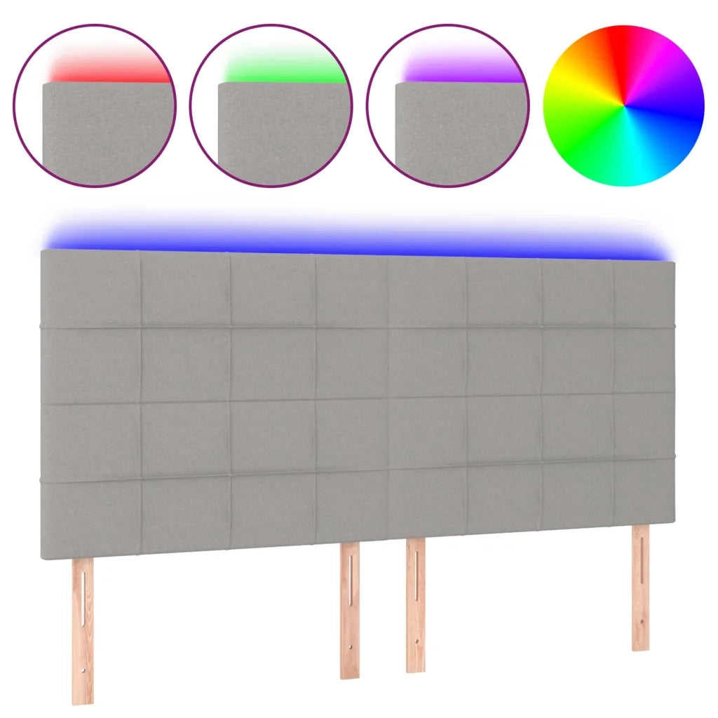 Testiera | Testata a LED Grigio Chiaro 160x5x118/128 cm in Tessuto