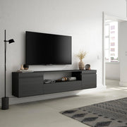 Mobile TV, 200x35x45cm, soggiorno, Per TV fino a 80", da appendere, Nero RF2186