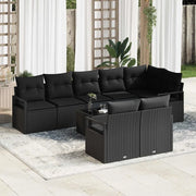 Set di divani con cuscino 9 pcs Nero polyrattan