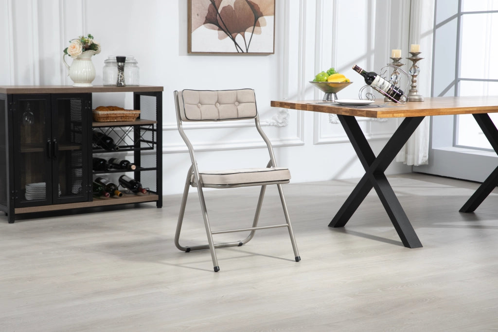 SEDIA PIEGHEVOLE Imbottita Set da 2 pezzi Struttura in acciaio Color khaki