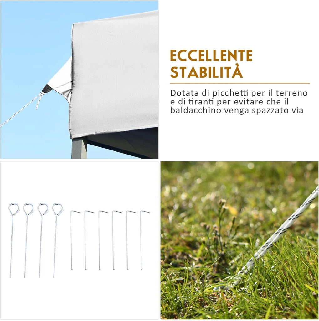 Gazebo Pieghevole da Giardino 3 x 3 m, Gazebo da Esterno con Design Pop Up, Borsa a Ruote, 3 Altezza Regolabile, Ideale per Feste, Giardino e Spiaggia(Bianco)