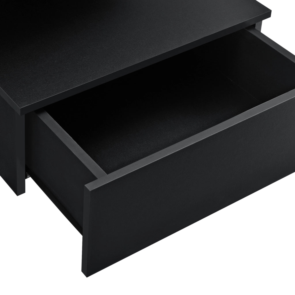 Comodino da Parete Amberg con Cassetto e Ripiani 40x35x31 cm - Nero [en.casa]