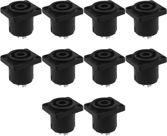 Connettore Jack Femmina 4-pins Speakon per Amplificatore Audio - 10 pezzi - Twist Lock - Compatibile con Neutrik NL4MP/NL4MPR/NL4FC - Alta Qualità e Durata.