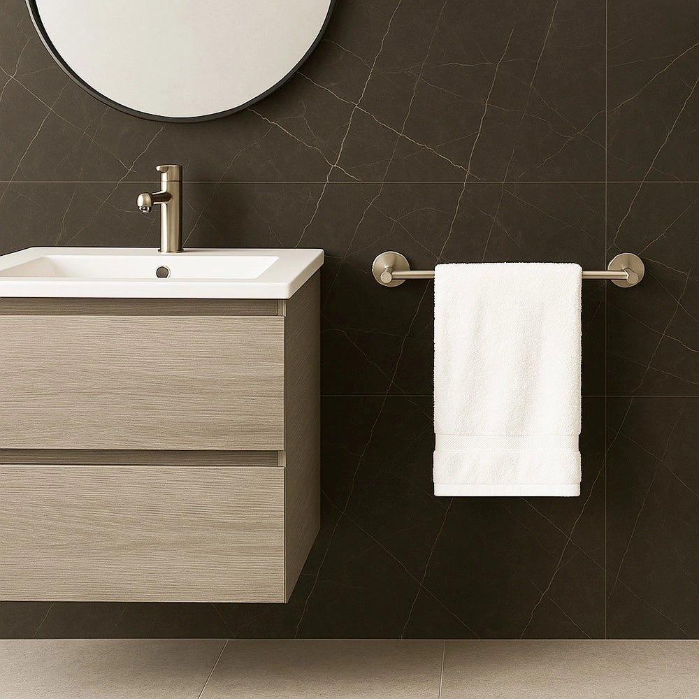 Trade Shop - Porta Asciugamani Lungo Da 40 Cm In Acciaio Satinato Accessorio Arredo Bagno 87911 -