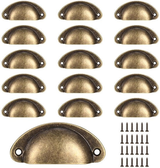 Maniglie vintage per cassetti, 16 maniglie a mano, cassetti, maniglie per cassetti con viti, maniglie per mobili, maniglie per cassetti della cucina, pulsanti per cassetti, bronzo