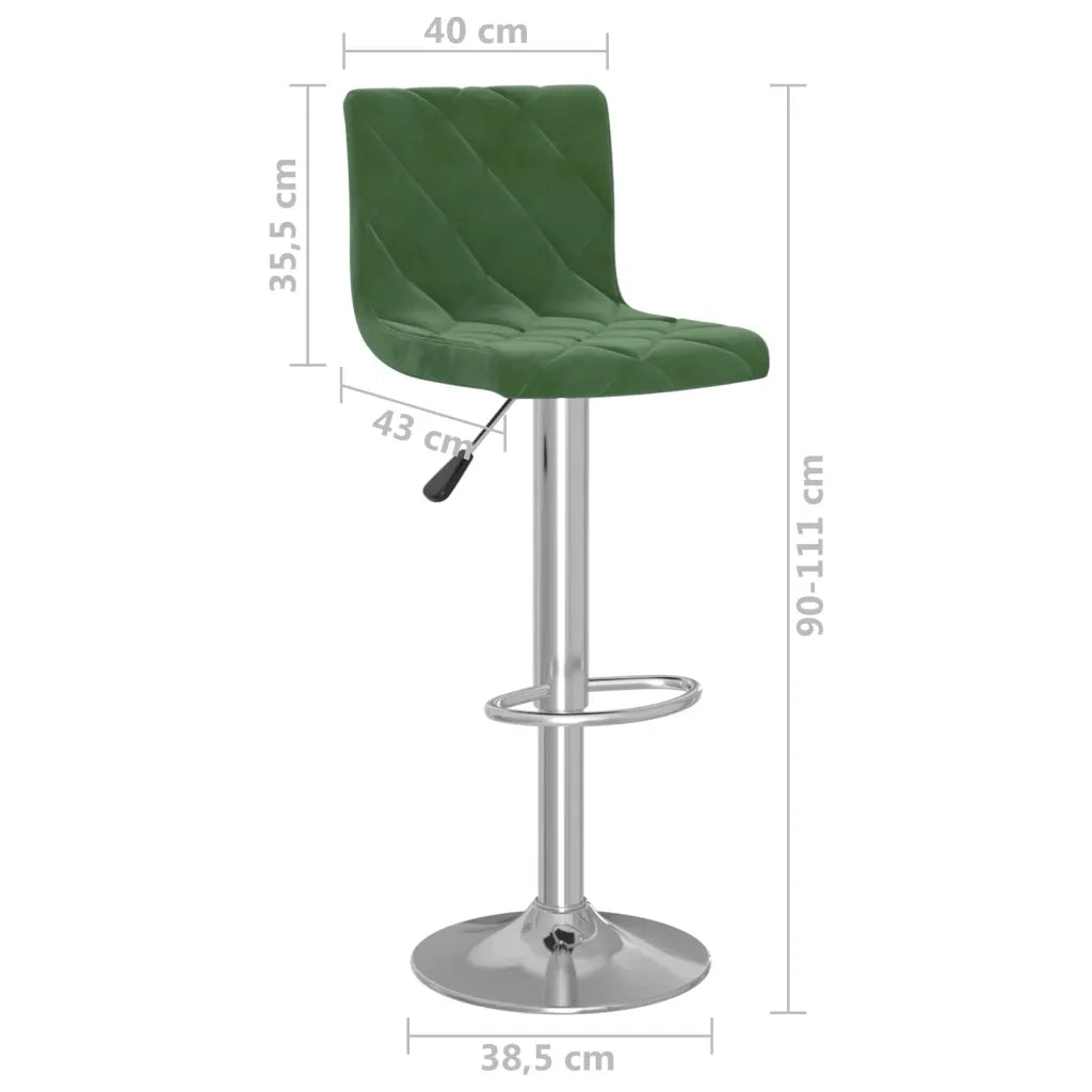 Sgabelli da Bar 2 pz Verde Scuro in Velluto 333690