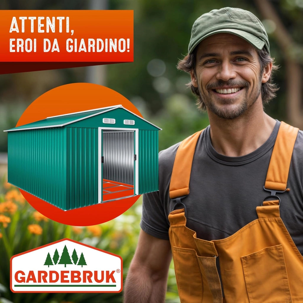 Capanno da Giardino XXL 8m² Fondamenta 312x257x178cm Porta Scorrevole Rimessa per Attrezzi da Esterno 15m³
