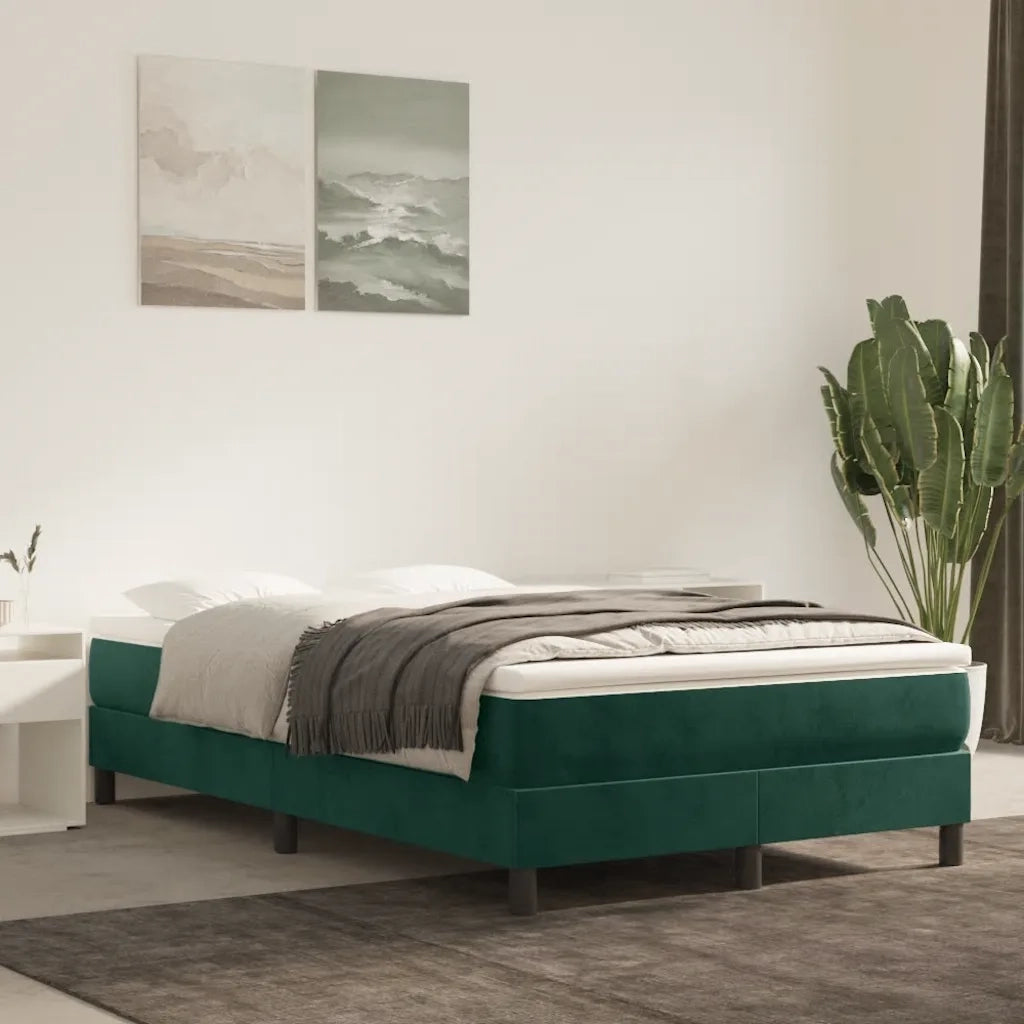 Giroletto a Molle con Materasso Verde Scuro 120x190 cm Velluto