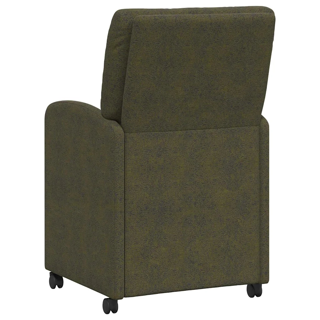 Sedie da Pranzo con Ruote 2 pcs Verde militare 57 x 67 x 95 cm