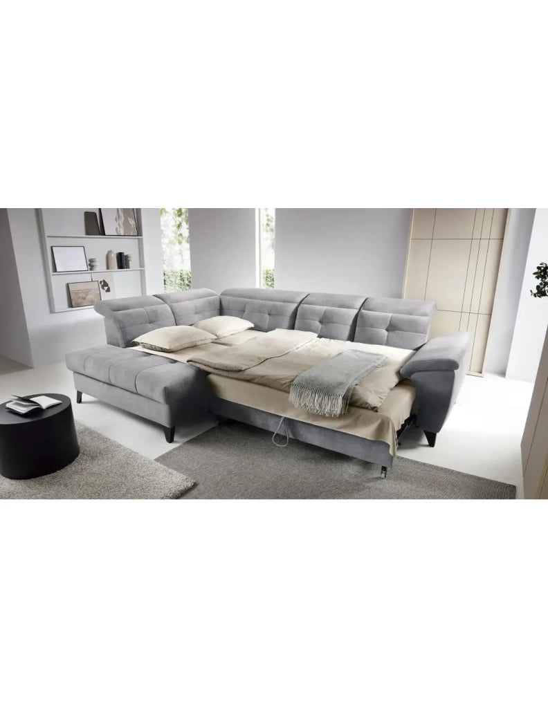 Divano ad angolo Grigio 5 posti angolo sinistro seduta alta 48cm INFERNO
