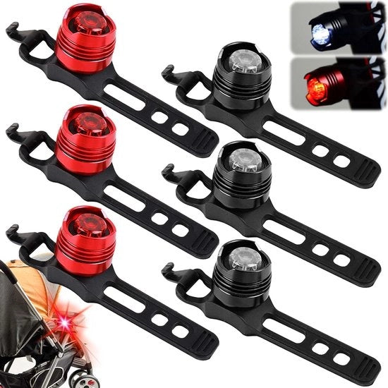 Illuminazione per passeggini LED - 6 pezzi con 3 effetti di luce - impermeabile - accessori per passeggini - outdoor - passeggiate veloci - jogging.