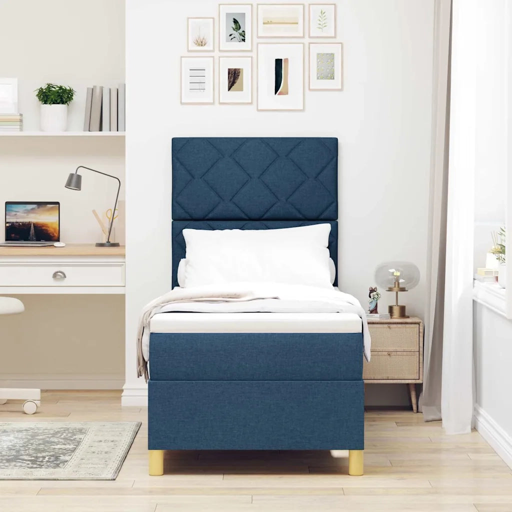 Letto a Sorgente LED con materasso Blu 80 x 200 cm Tessuto 3343137