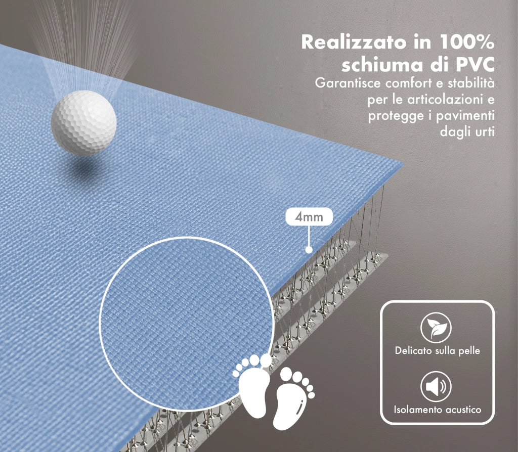 Tappeto Per Esercizi Grande XXL 180 x 200 Cm Antiscivolo Resistente Tappetino Allenamento Casa Palestra Materassino Fitness Pilates Yoga In Pvc Arrotolabile Facile Trasporto  Azzurro