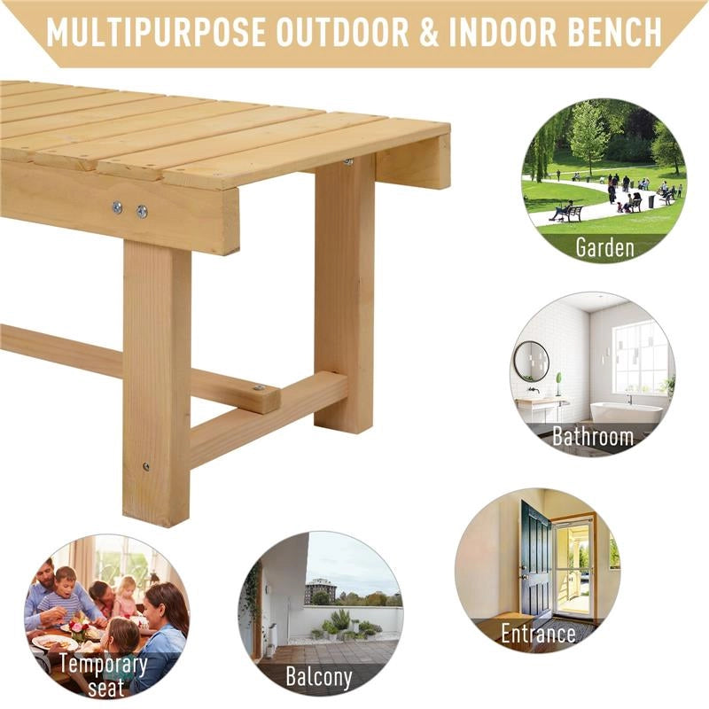 PANCHINA DA ESTERNI IMPERMEABILE 2 POSTI IN LEGNO DI ABETE 110 X 38 X 35 CM