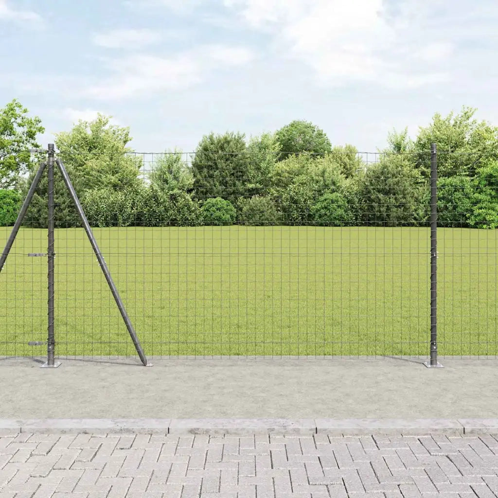 Recinzione con Posto Grigio 1,2 x 25 m Acciaio e PVC