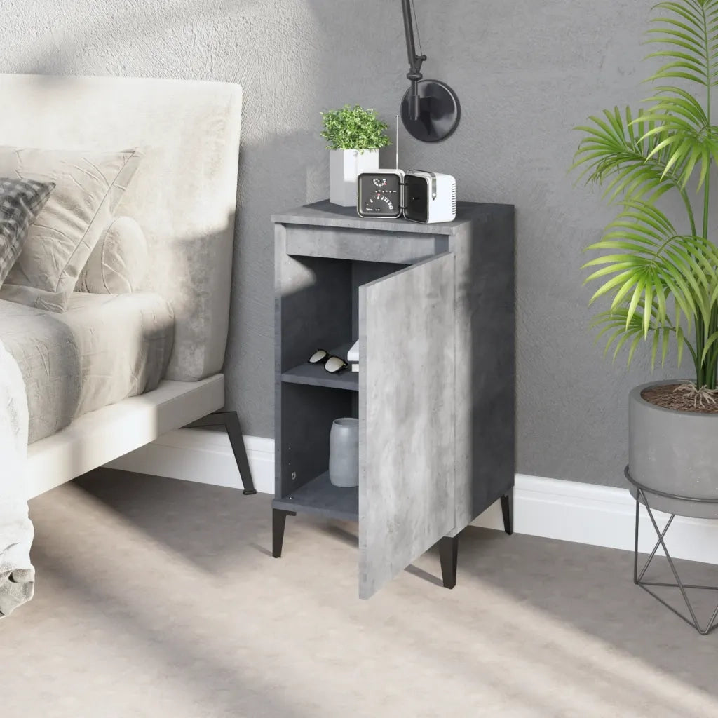 Comodini 2 pz-Set di 2 Tavolino da notte Grigio Cemento 40x35x70 cm in Legno Multistrato 230810