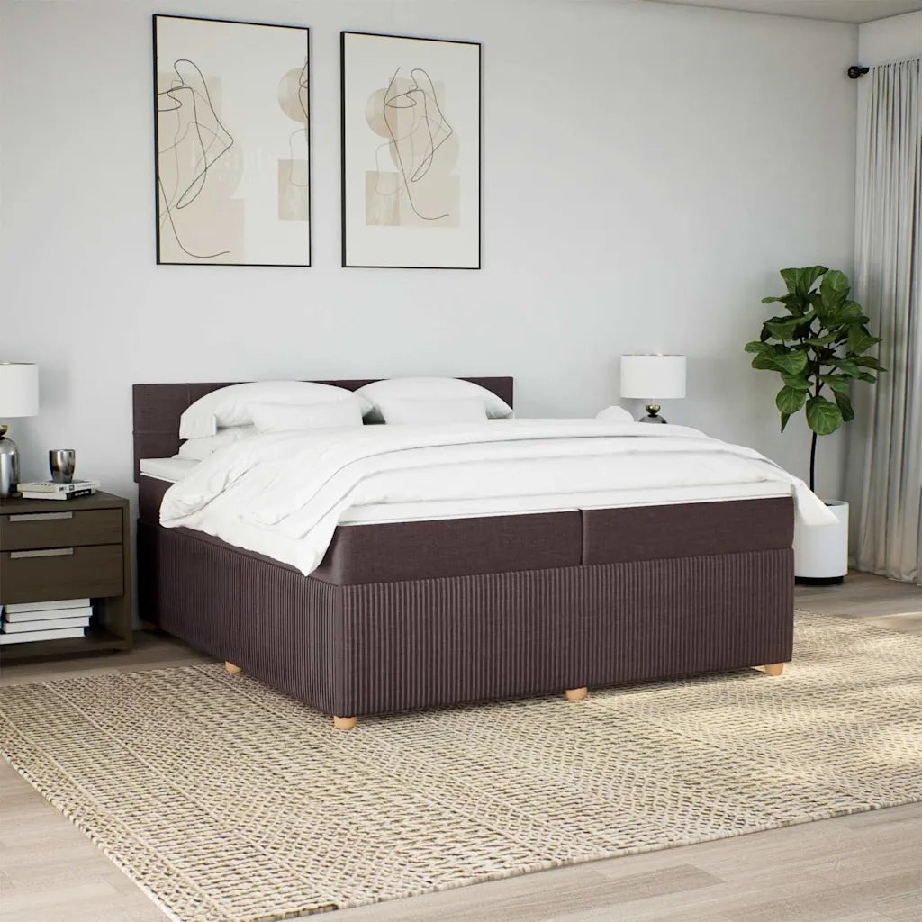 Giroletto a Molle con Materasso Marrone Scuro 200x200cm Tessuto 3289866