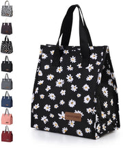 Lunchtas Geïsoleerde per Isolante per Donne/Signori - Grande Scatola per Picnic, Borsa Reutilizzabile per Ufficio, Spiaggia, Viaggi (Nero-Margherita)