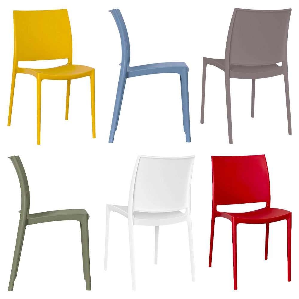 Set di 6 sedie Altea in polipropilene giallo blu tortora verde bianco rosso