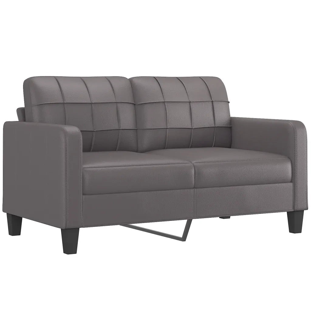 Divano a 2 Posti con Cuscini Grigio 140 cm in Similpelle 3200805