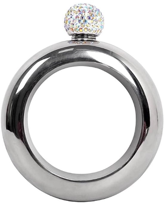 Portafusto 3,5 oz - Cinturino - Tappo con Cristalli - Acciaio Inossidabile - Adatto per Festa/Camping - Design Portatile - Bicchiere da Vino