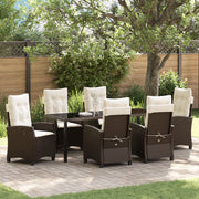 Set da Pranzo Giardino 7 Pezzi con Cuscini Marrone Polyrattan