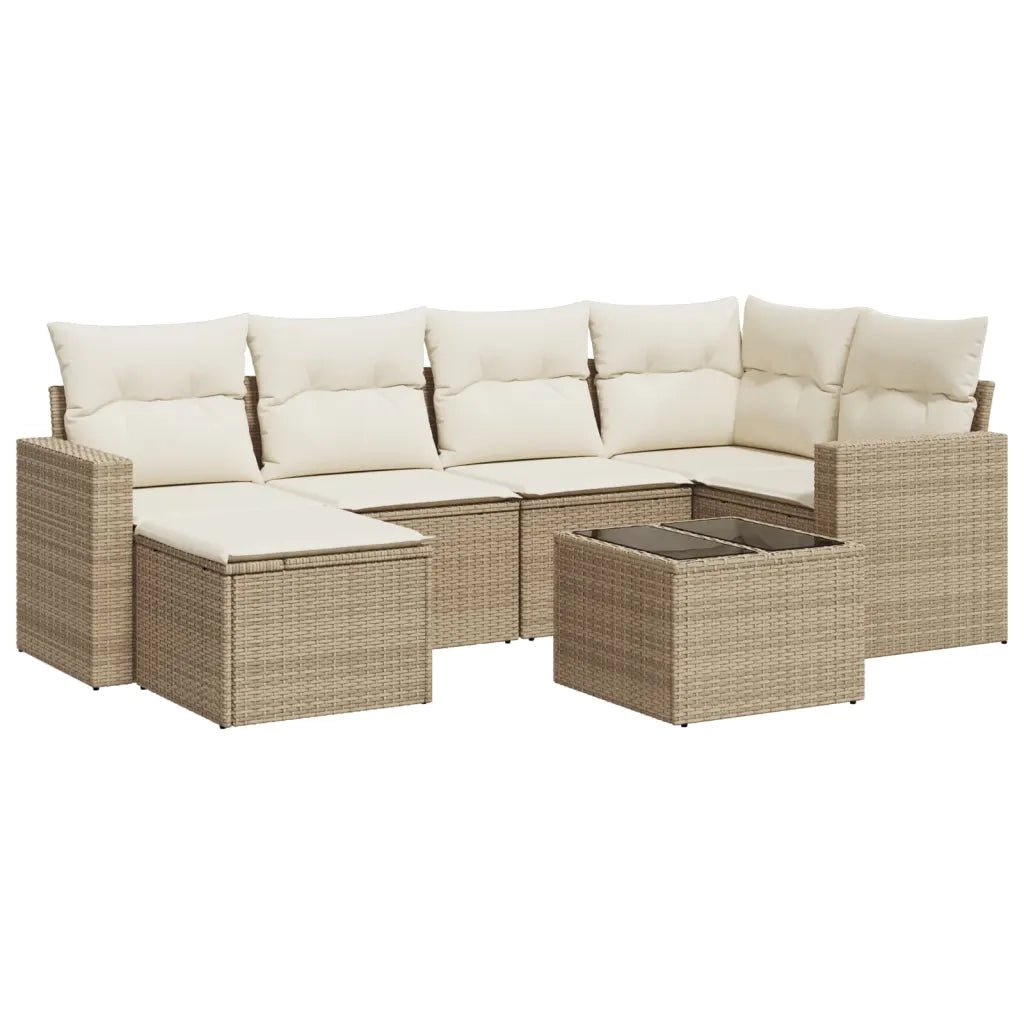 Set Divani da Giardino 7 pz con Cuscini Beige in Polyrattancod mxl 87969