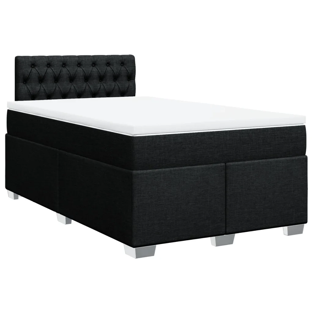 Giroletto a Molle con Materasso Nero 120x190 cm in Tessuto