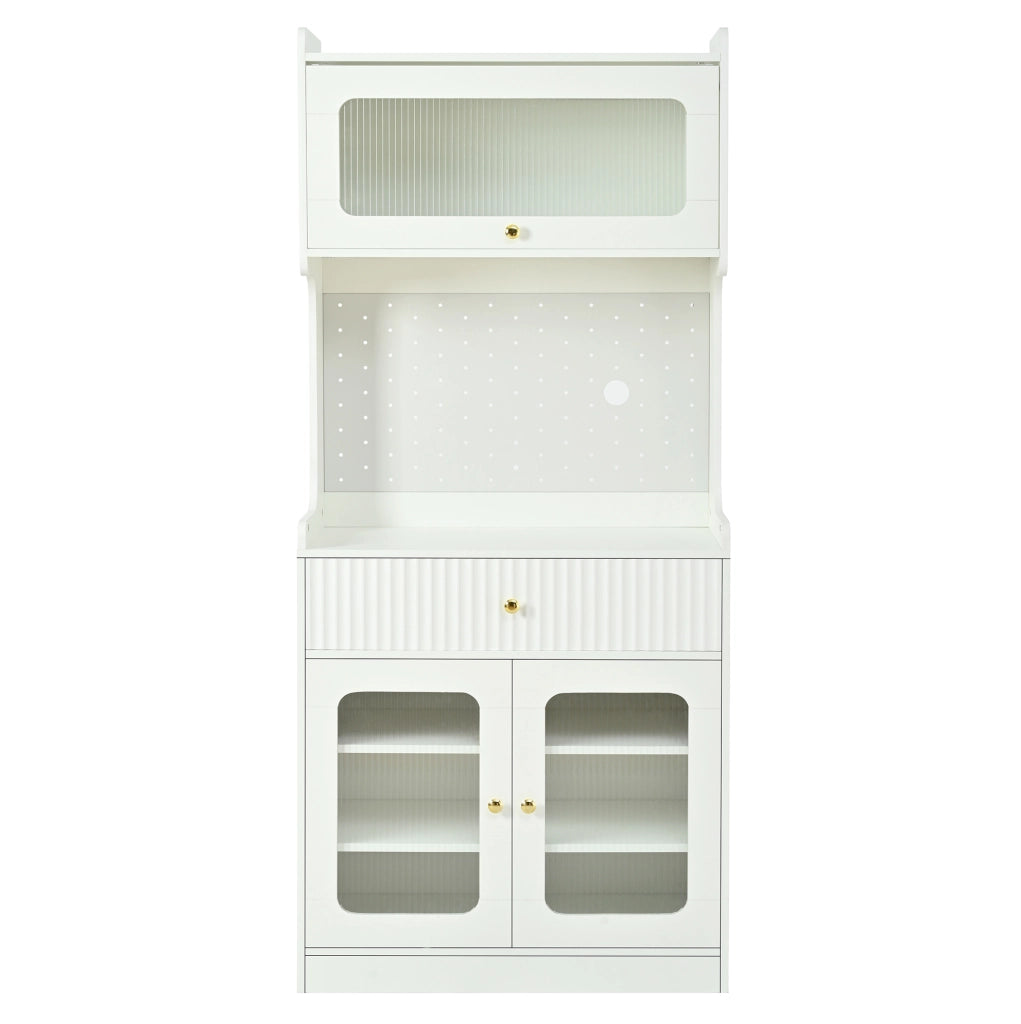 Credenza alta 80x40x180 cm bianca in MDF, ripiani regolabili