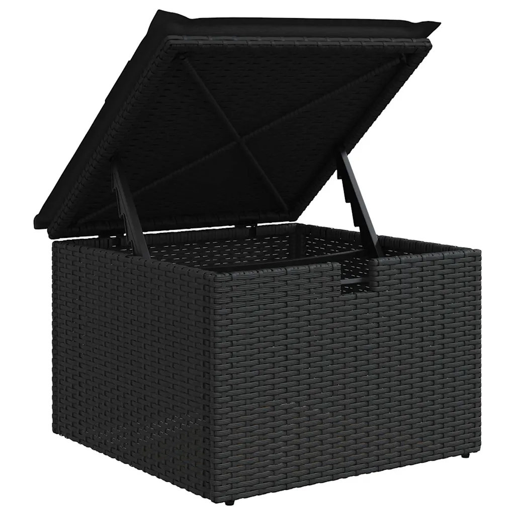 Set Divano da Giardino con cuscino 6 pcs Nero polyrattan