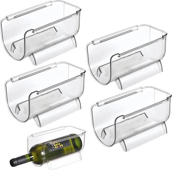 Organizzatore per bottiglie - 4 pezzi - contenitore per bottiglie di vino - organizzatore per frigorifero - bottiglie - contenitore per bottiglie di vino - plastica - metallo - per piano di lavoro della cucina - armadio - ufficio .