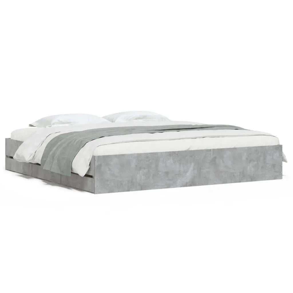 Giroletto Cassetti Grigio Cemento 180x200 cm Legno Multistrato