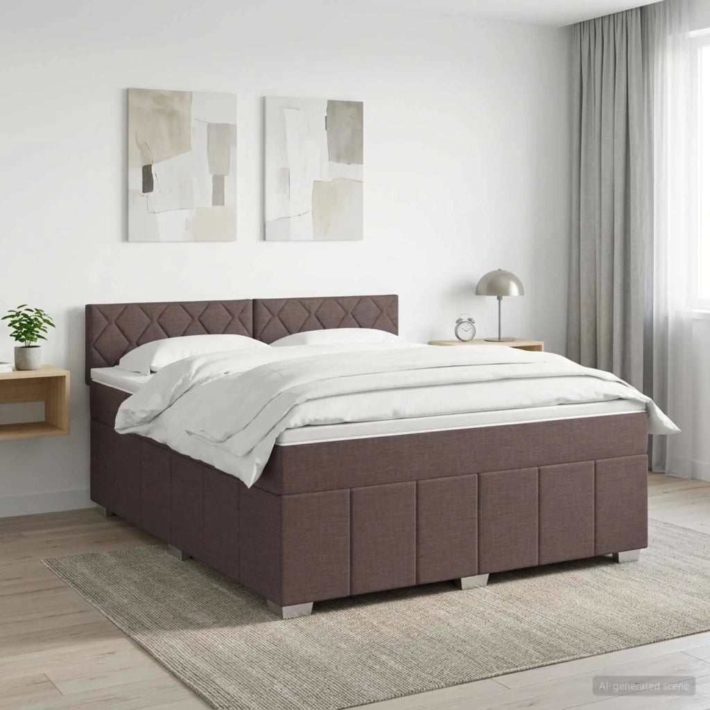 Letto box spring con materasso Marrone Scuro 180 x 200 cm 3451279
