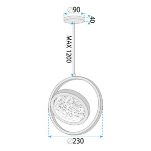 Lampadario A Sospensione In Cristallo Lhj106-1cp Light Rose Gold