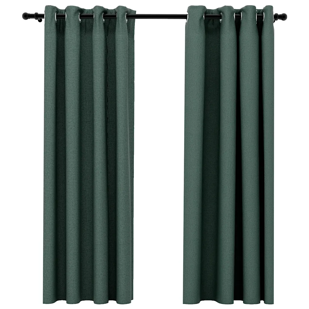 Tende Oscuranti Effetto Lino con Occhielli 2 pz Verdi 140x175cm cod mxl 54811