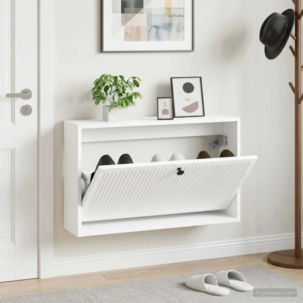Mobiletto per Scarpe da Muro EDE 71 x 17 x 43 cm Bianco 895965