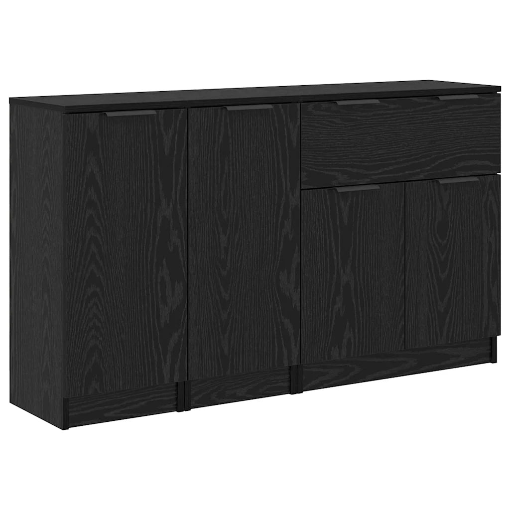 Credenza con cassetto 3 pcs Rovere nero Legno multistrato 3416163