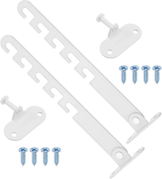 Vasca per finestra e porta - 2 pezzi - Regolatore per finestre - Sicurezza per finestre - Cerniera per finestre - 16cm - con attrezzature di fissaggio - Bianco