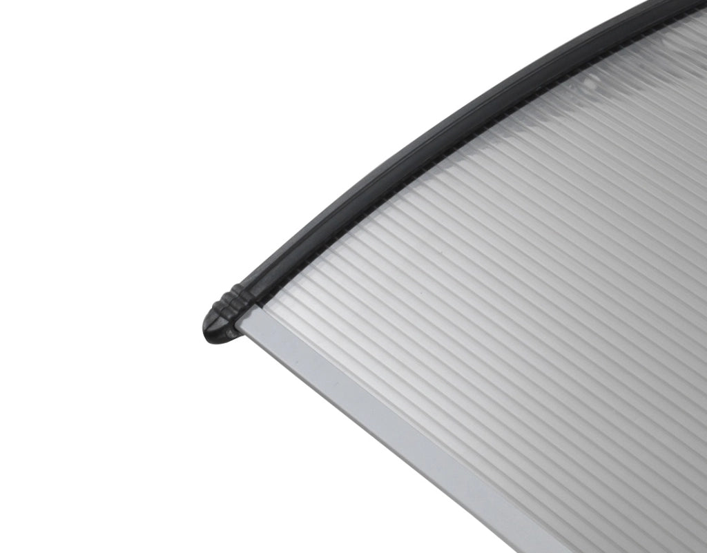 Pensilina tettoia, abs nero, policarbonato alveolare trasparente 120x80cm da esterno Fredi